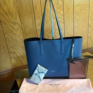 Kate Spade Blue Structured Tote Bag